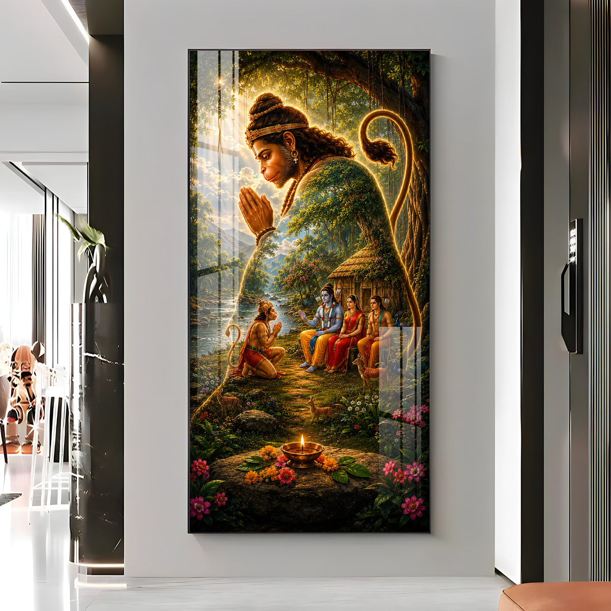 Lord Ram Sita Laxman With Hanuman Ji Premium Acrylic Vertical Wall Art