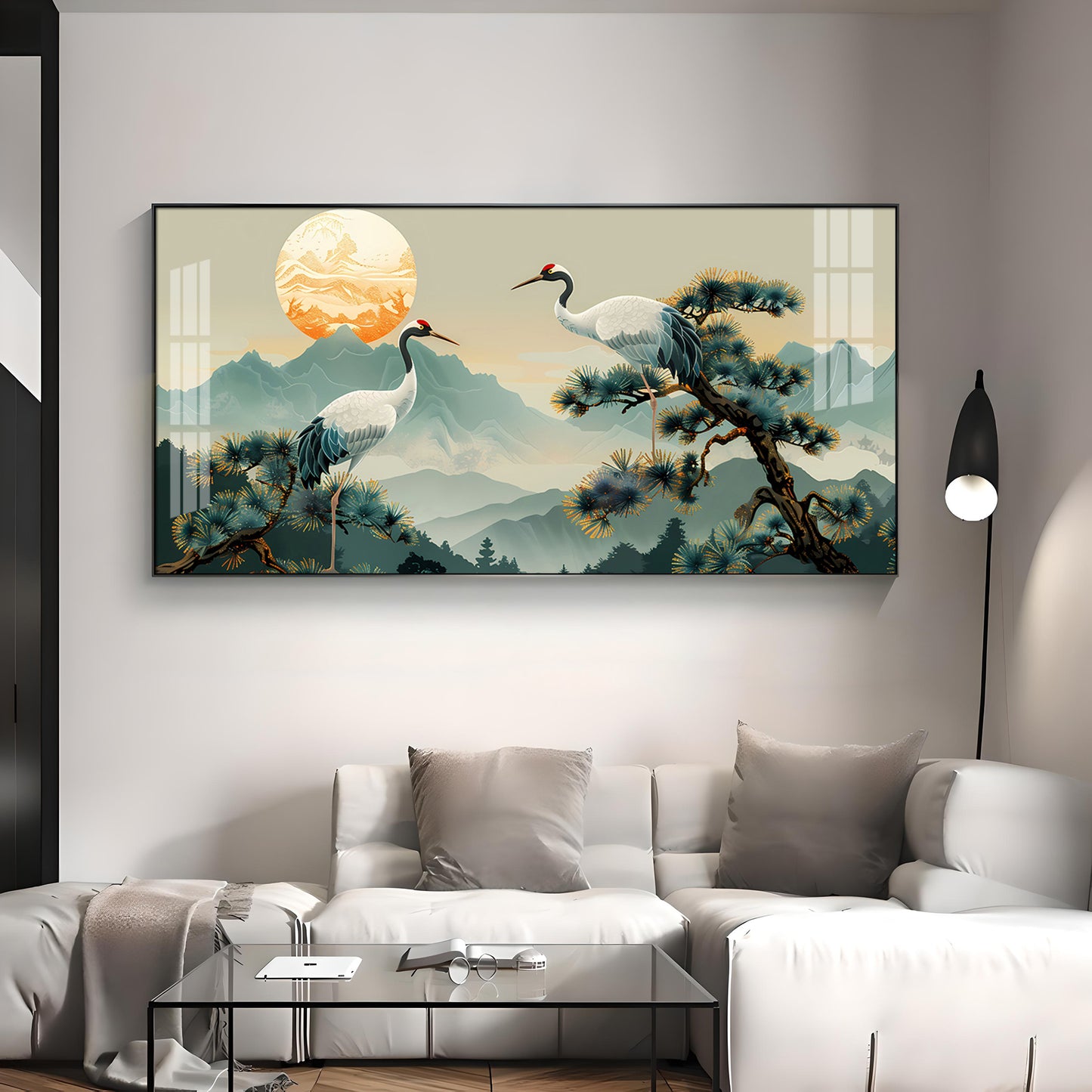 Beautiful Cranes Premium Acrylic Horizontal Wall Art