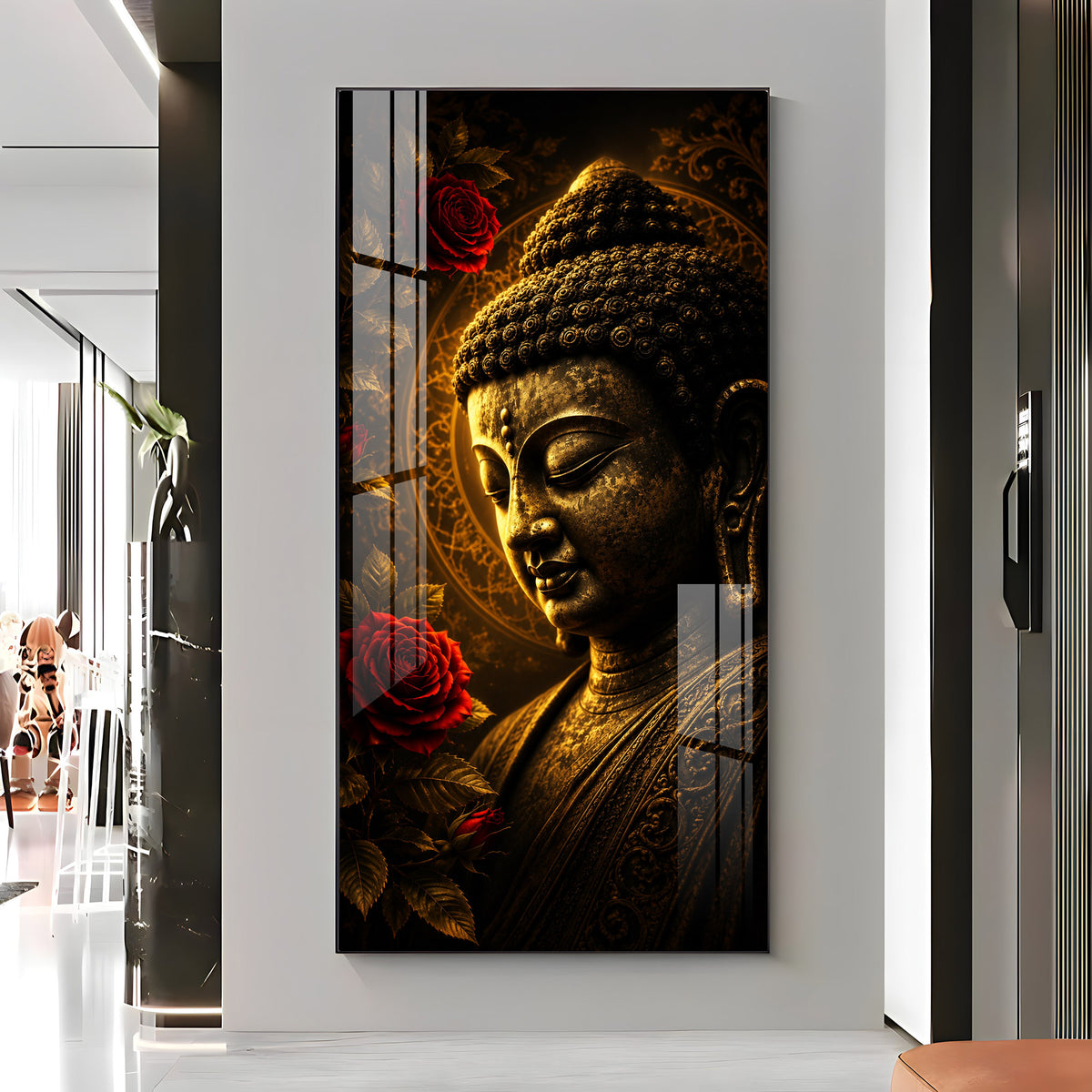 Beautiful Divine Buddha Premium Acrylic Vertical Wall Art