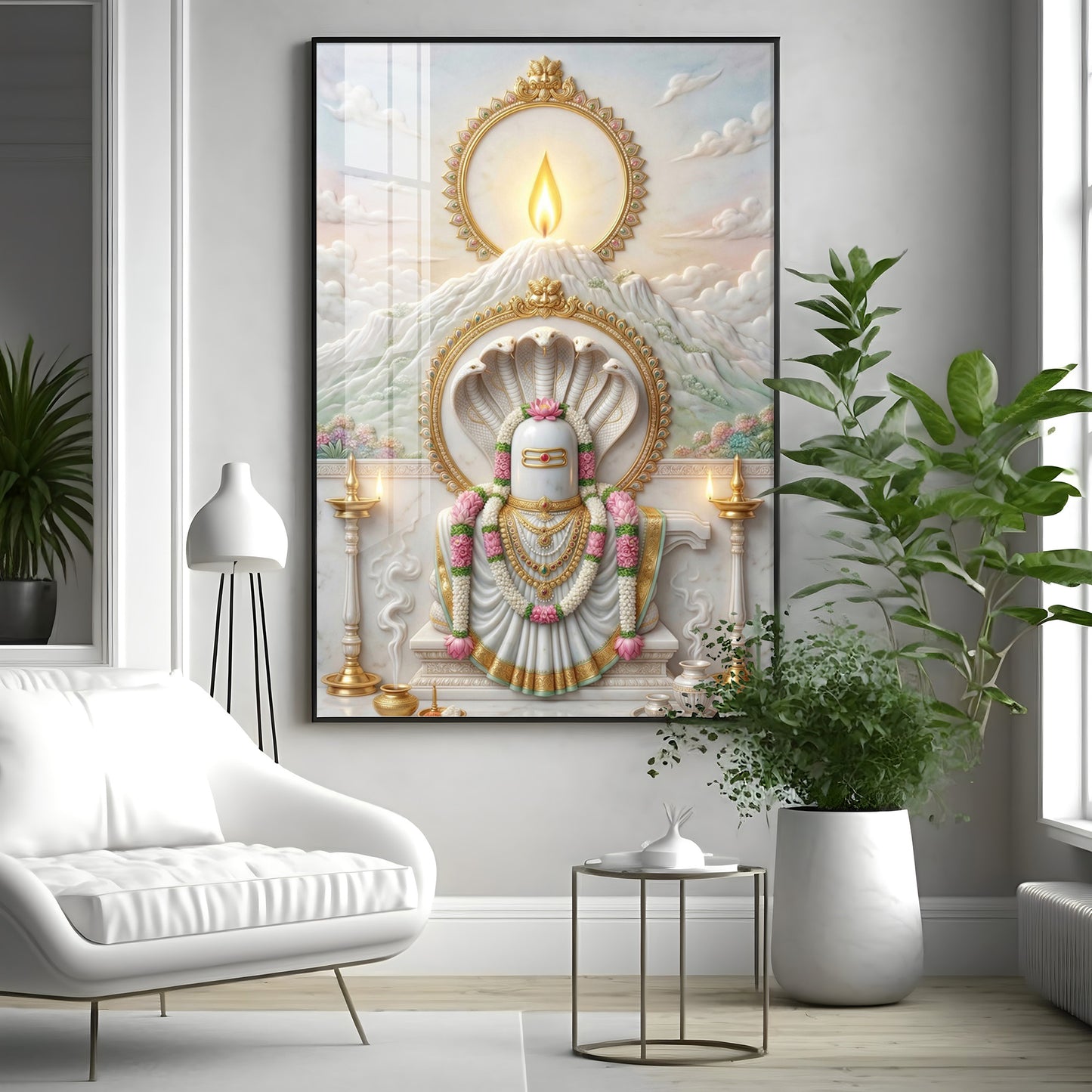 Shiva Lingam With Mount Kailash Premium Acrylic Vertical Wall Art