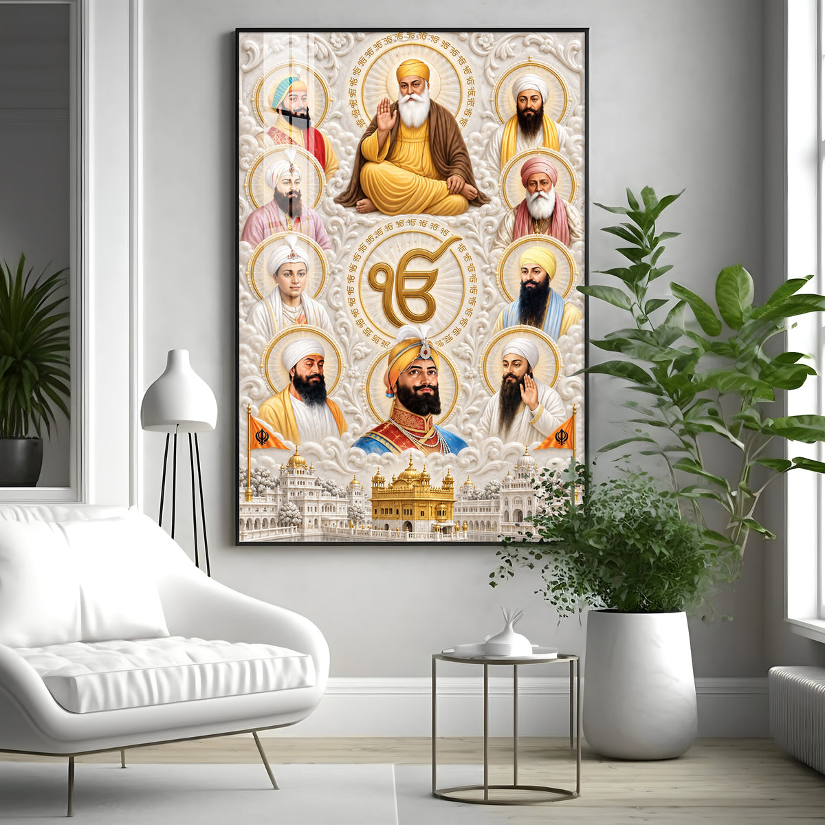 Ten Sikh Gurus Premium Acrylic Vertical Wall Art