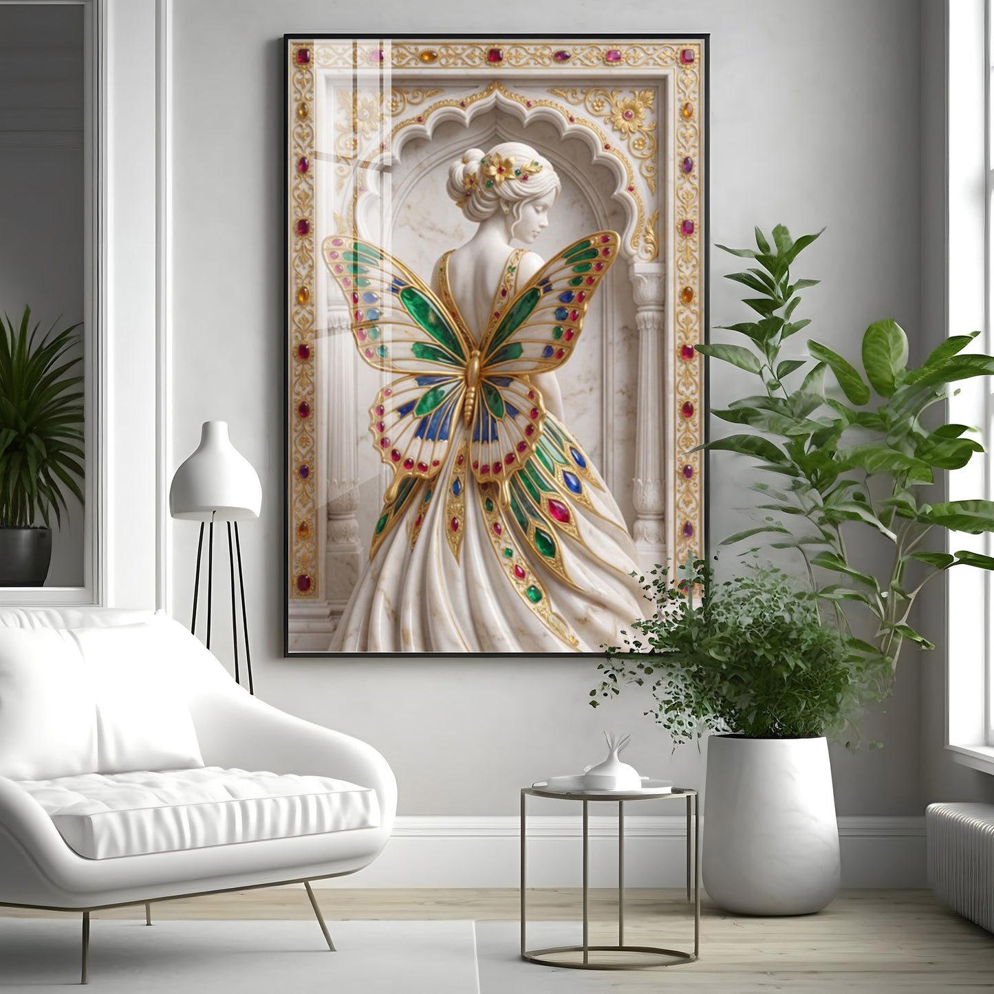 Woman With Butterfly Shaped Wings Premium Acrylic Vertical Wall Art