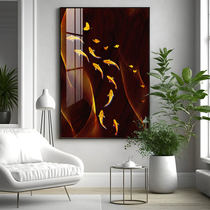 Fish Flow Circle Premium Acrylic Vertical Wall Art