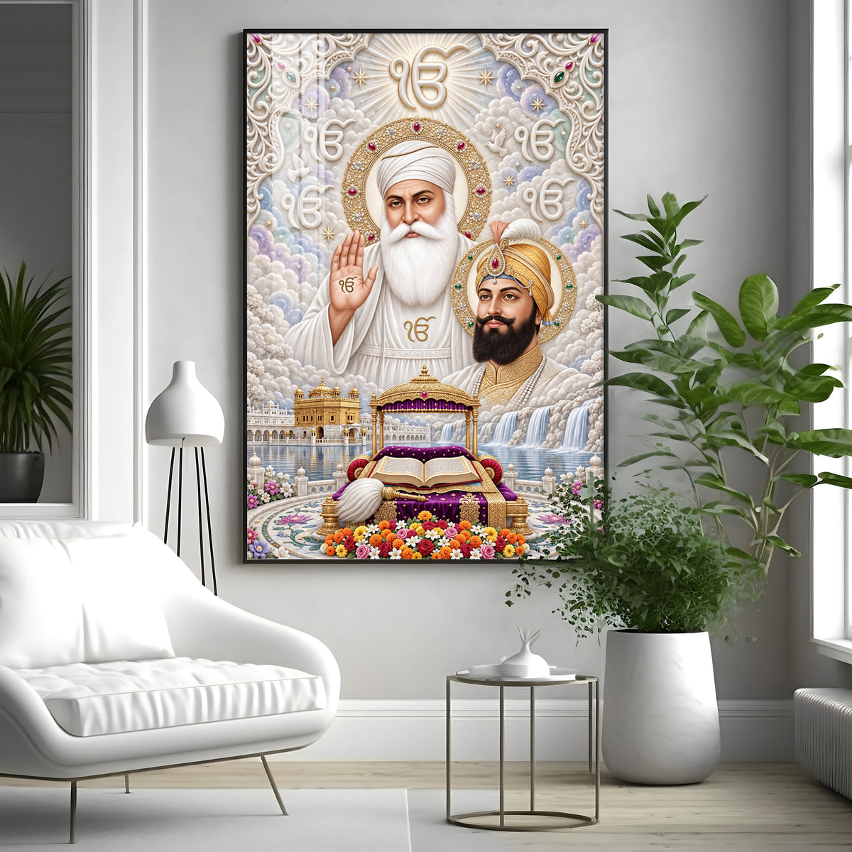 Guru Nanak Dev Ji & Guru Gobind Singh Ji Premium Acrylic Vertical Wall Art