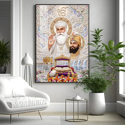 Guru Nanak Dev Ji & Guru Gobind Singh Ji Premium Acrylic Vertical Wall Art
