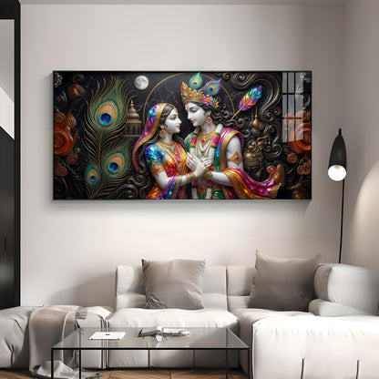 Blissful Radha Krishna Premium Acrylic Horizontal Wall Art