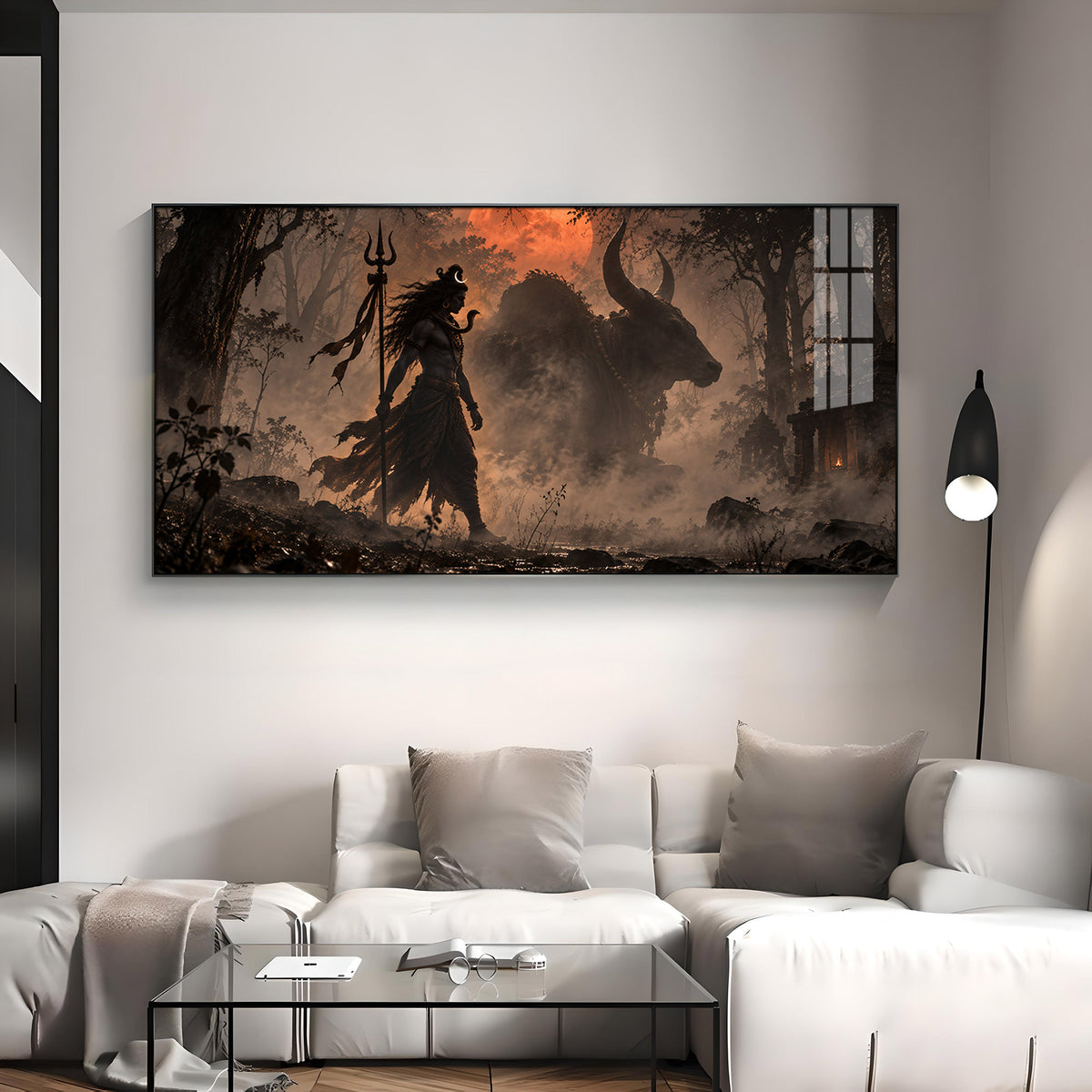 Shiva & Nandi In Forest Premium Acrylic Horizontal Wall Art