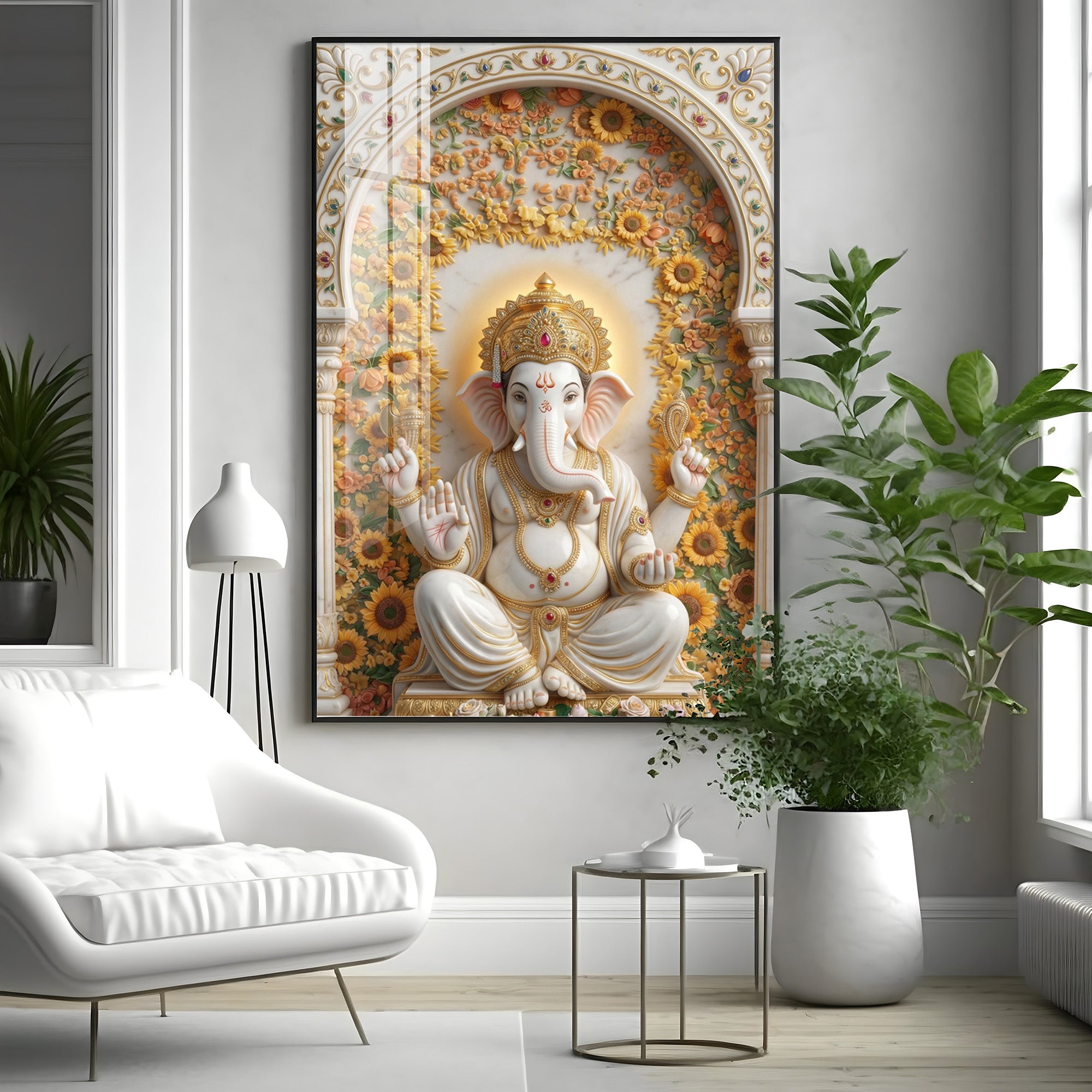 Hindu God Ganesh Ji Premium Acrylic Vertical Wall Art