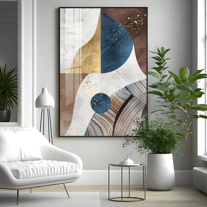 Nordic Modern Geometric Gold Premium Acrylic Vertical Wall Art