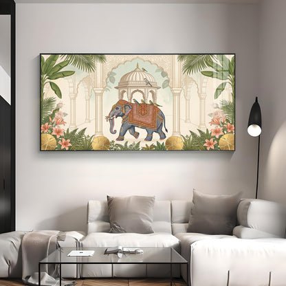 Royal Elephant in Palace Premium Acrylic Horizontal Wall Art