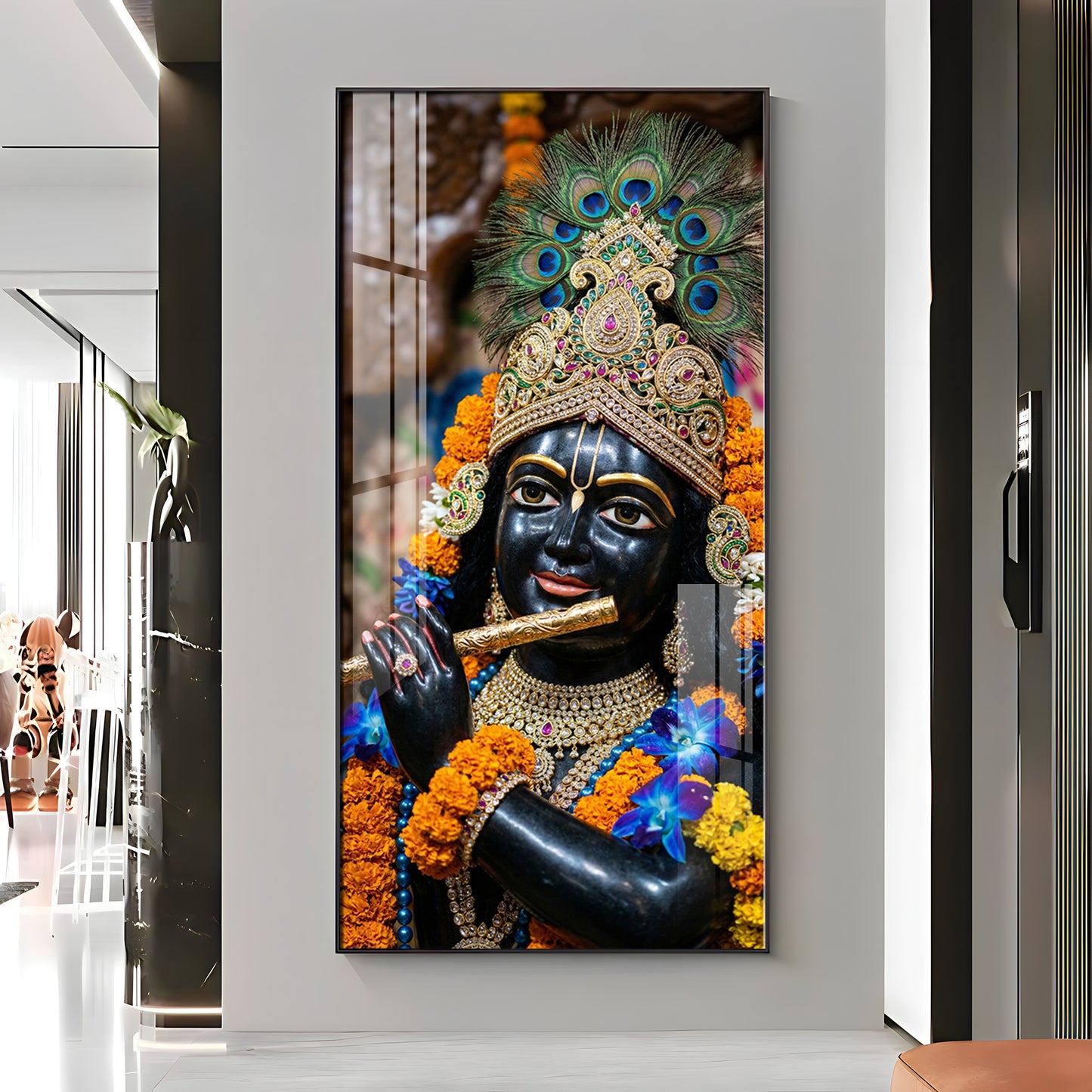 Divine Melody Krishna Premium Acrylic Vertical Wall Art