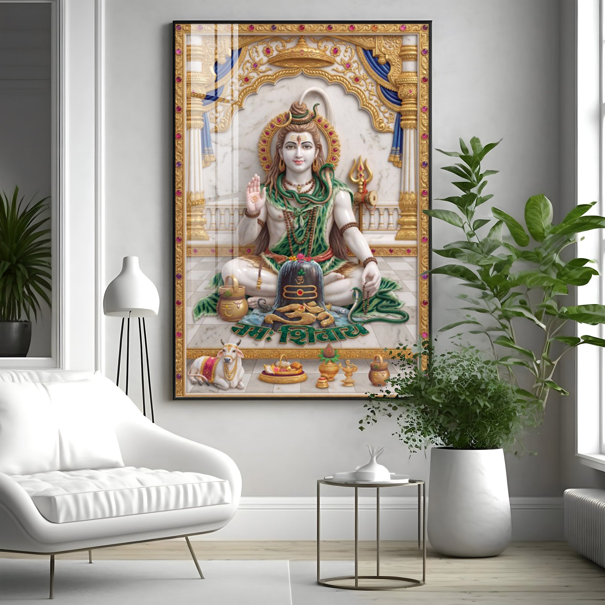 Lord Shiv Shankar Premium Acrylic Vertical Wall Art