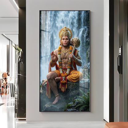 Hanuman Ji At The Water's Edge Premium Acrylic Vertical Wall Art