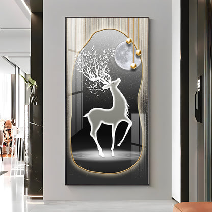 Silver Deer’s Gaze Premium Acrylic Vertical Wall Art