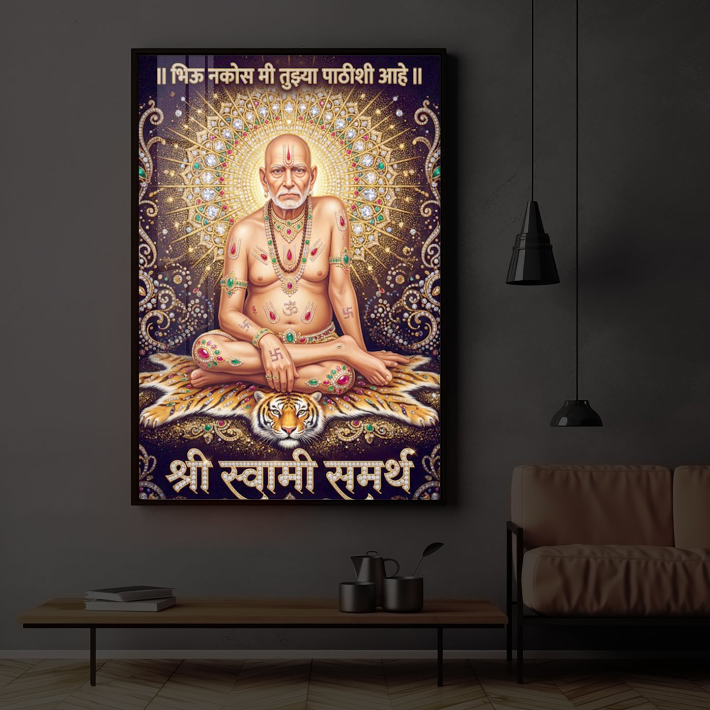 Shree Swami Samarth Modern Luxury Backlight Vertical Wall Art