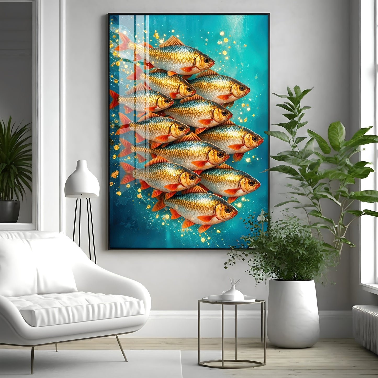 Shimmering Goldfish Premium Acrylic Vertical Wall Art