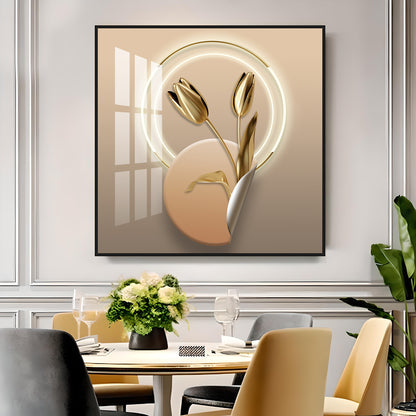Gold Tulip Premium Acrylic Square Wall Art