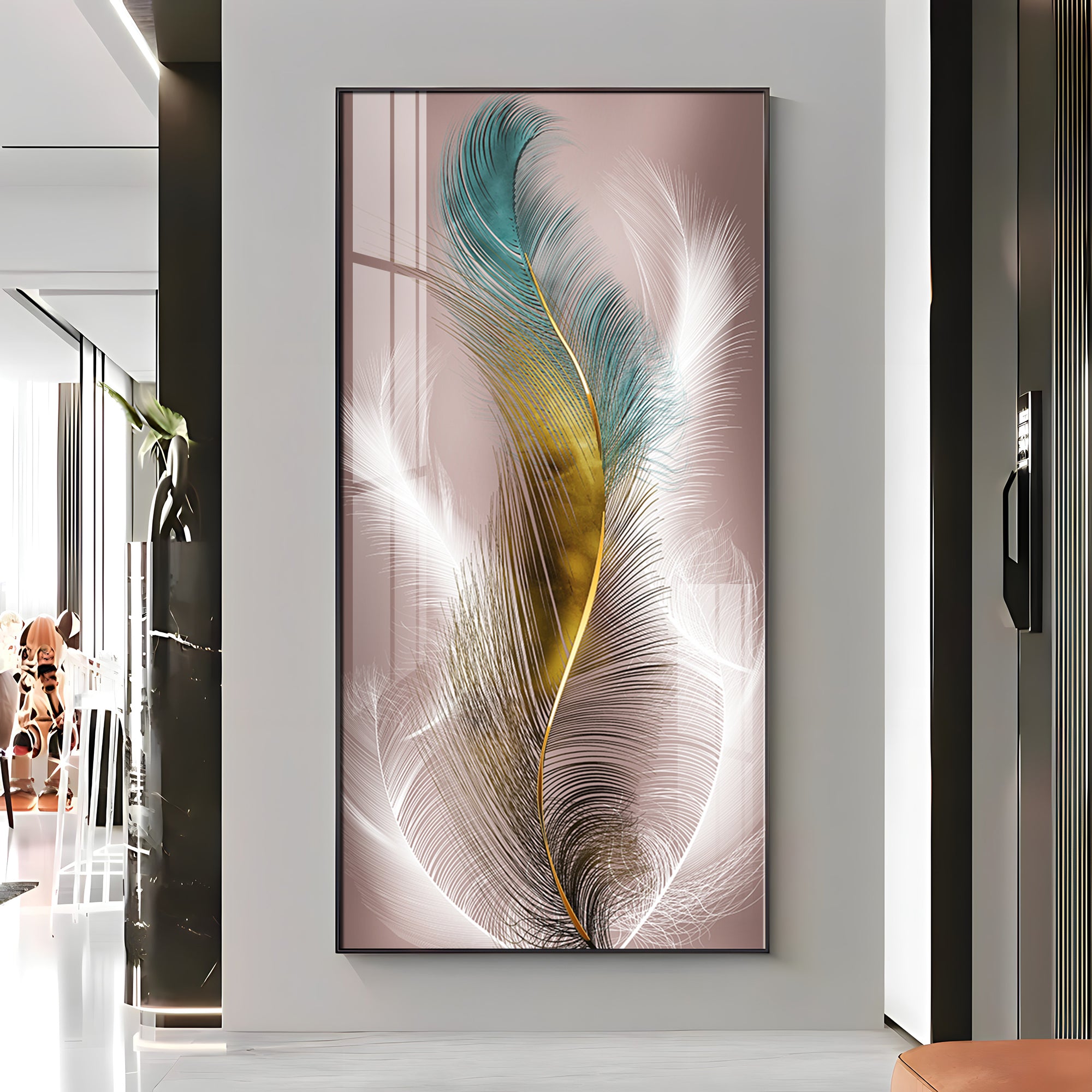 Abstract Feather Premium Acrylic Vertical Wall Art