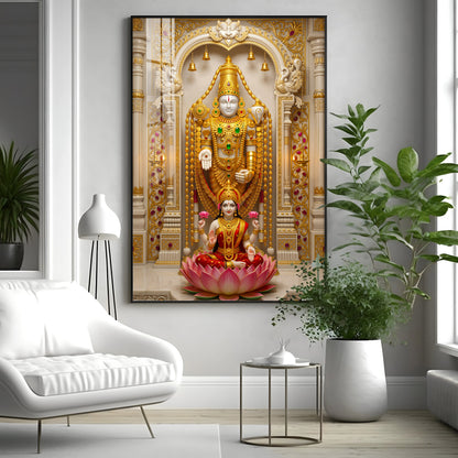 Tirupati Balaji With Devi Lakshmi Premium Acrylic Vertical Wall Art