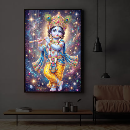 Bal Shree Krishna Modern Luxury Backlight Vertical Wall Art