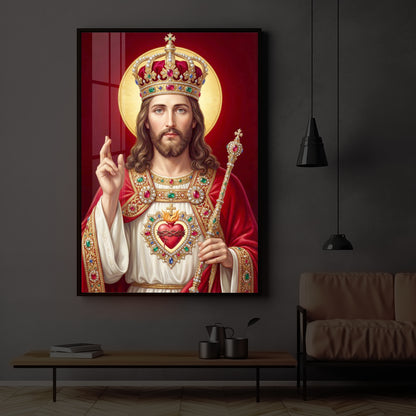 Holy God Christ The King Jesus Modern Luxury Backlight Vertical Wall Art