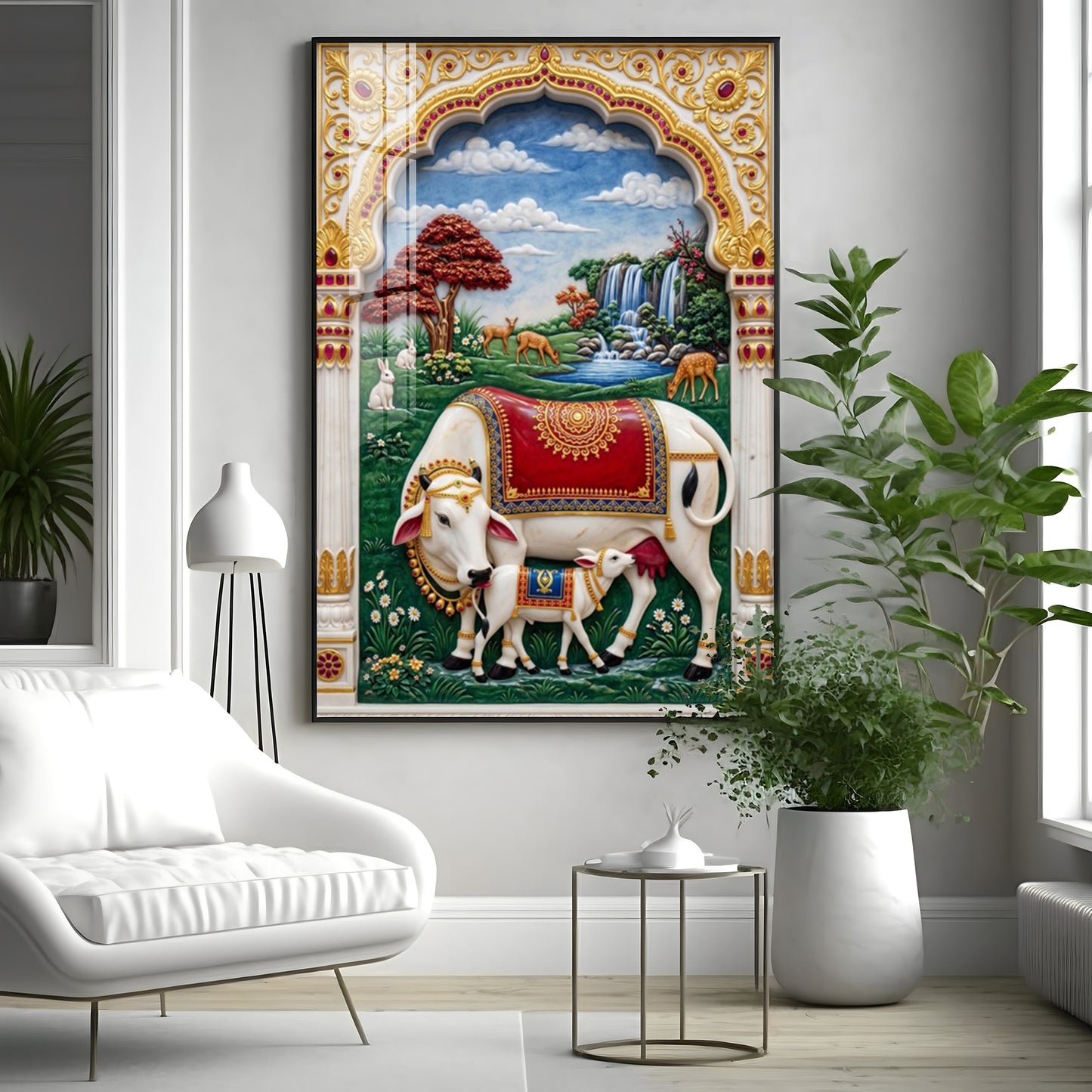 Kamdhenu Gomata Premium Acrylic Vertical Wall Art