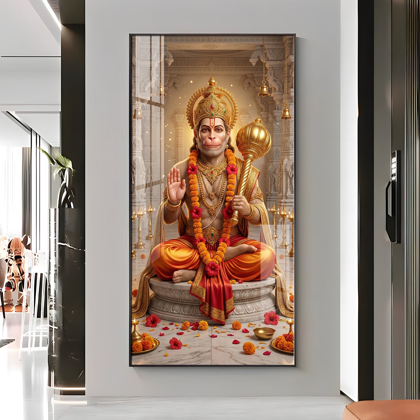 Divine Blessings Of Hanuman Ji Premium Acrylic Vertical Wall Art