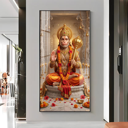 Divine Blessings Of Hanuman Ji Premium Acrylic Vertical Wall Art
