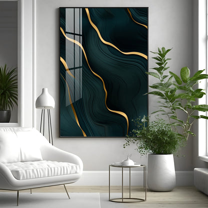 Golden Wave Fusion Premium Acrylic Vertical Wall Art