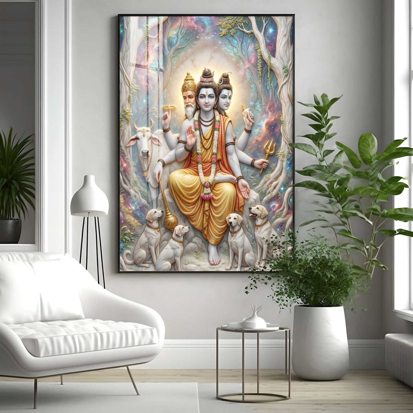 Hindu Deity Dattatreya Premium Acrylic Vertical Wall Art