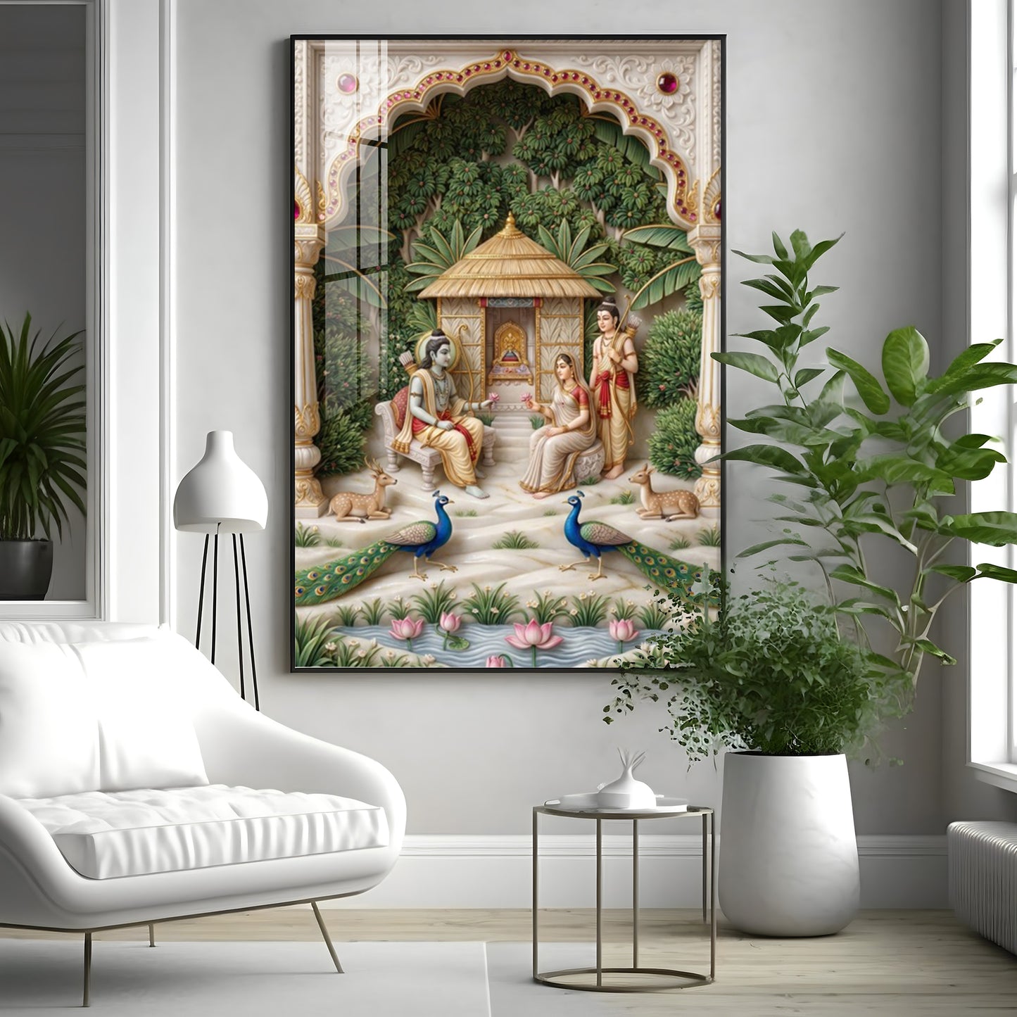 Lord Ram, Devi Sita & Lakshmana Premium Acrylic Vertical Wall Art