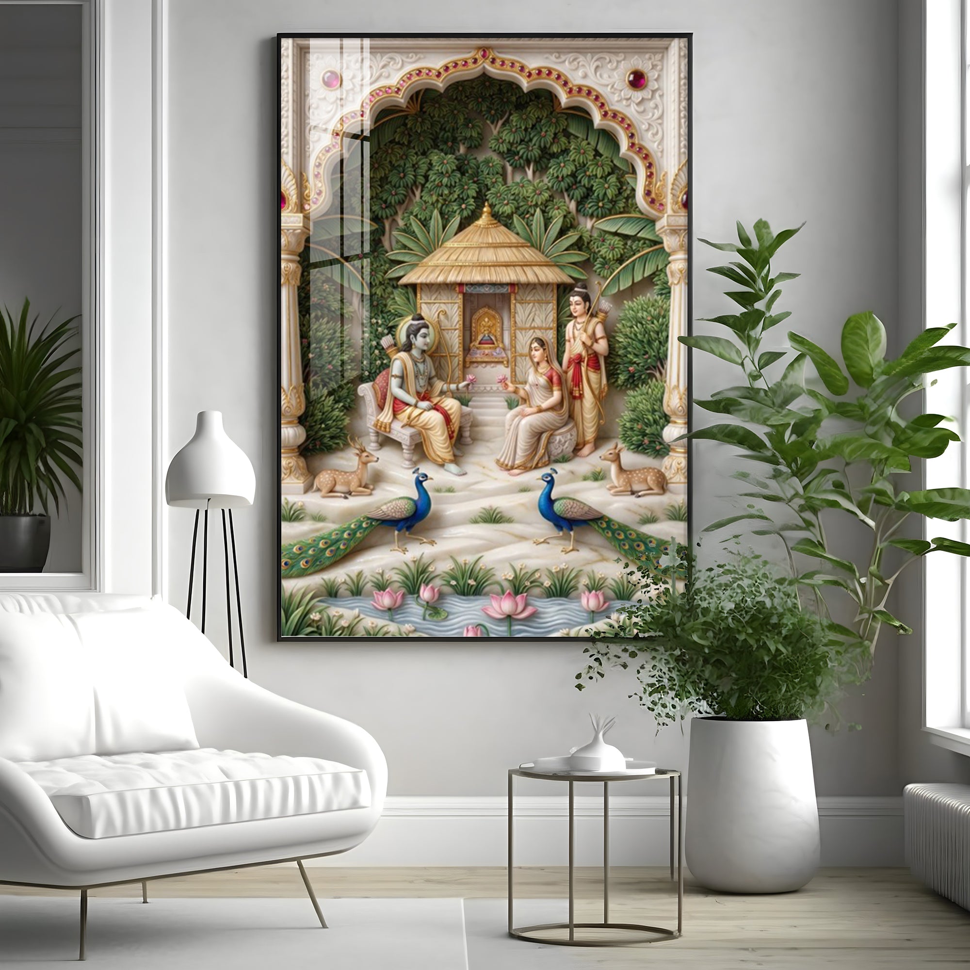 Lord Ram, Devi Sita & Lakshmana Premium Acrylic Vertical Wall Art