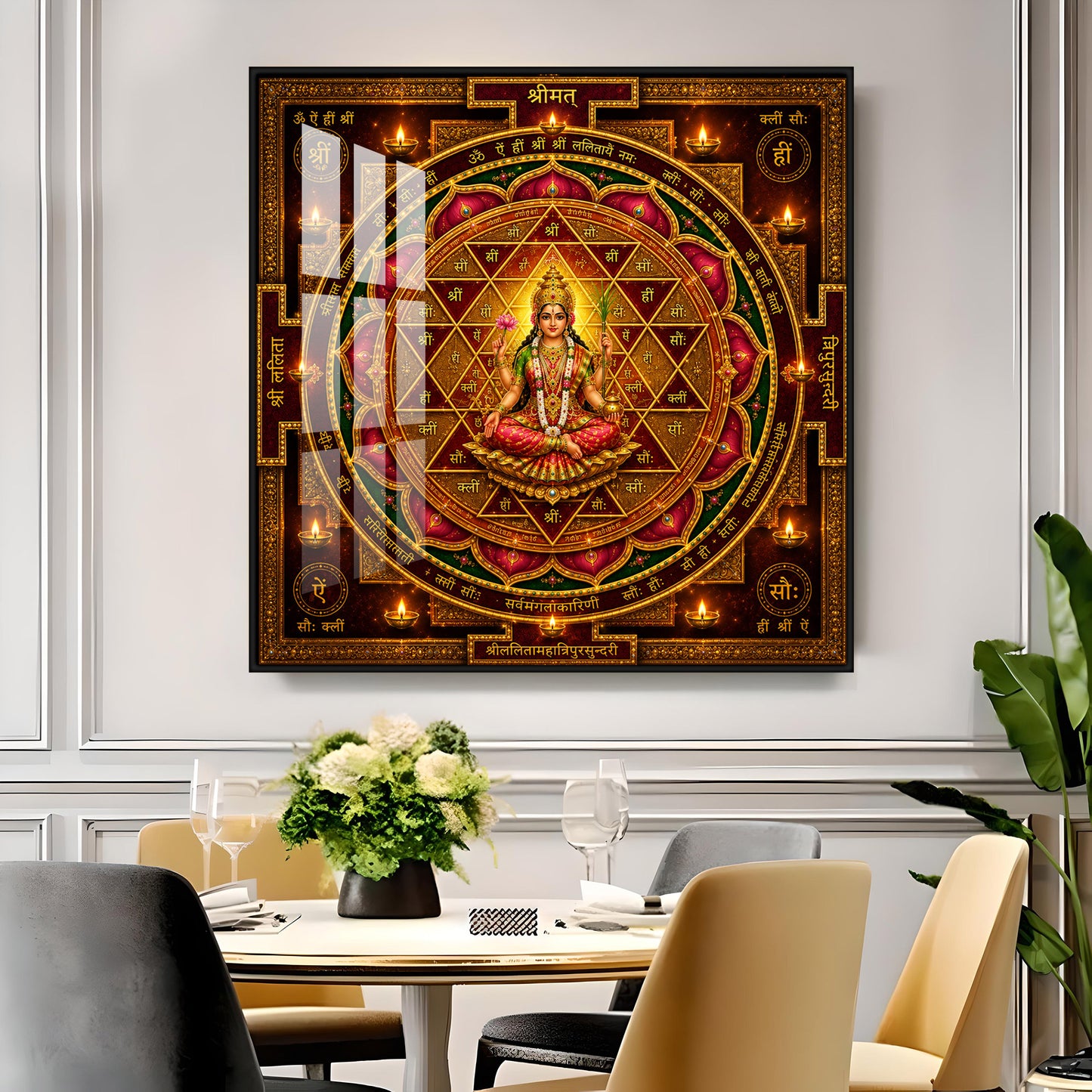 Shri Lalita Tripura Sundari Yantra Premium Acrylic Square Wall Art