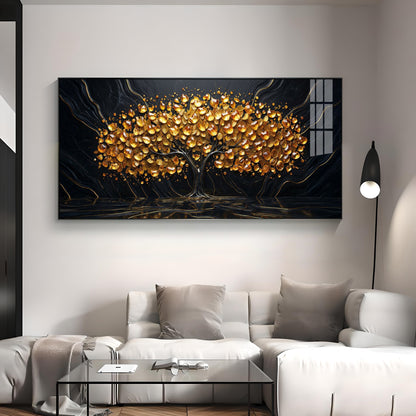 Midnight Gold Tree Premium Acrylic Horizontal Wall Art