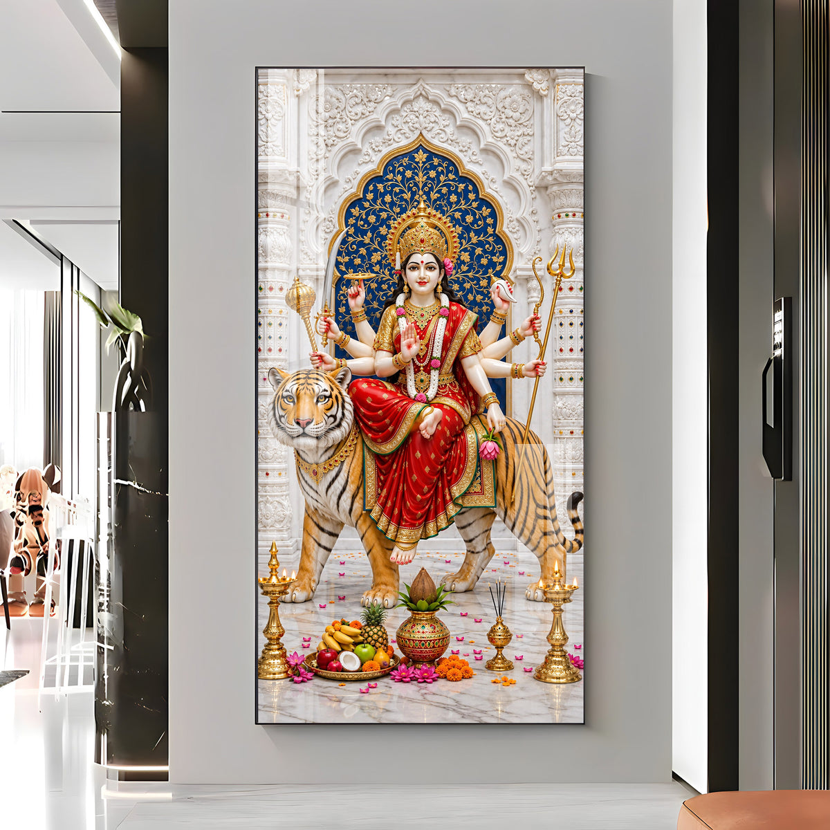 Elegant Durga Mata Premium Acrylic Vertical Wall Art