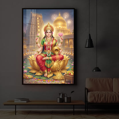 Lakshmi Ji Modern Luxury Backlight Vertical Wall Art