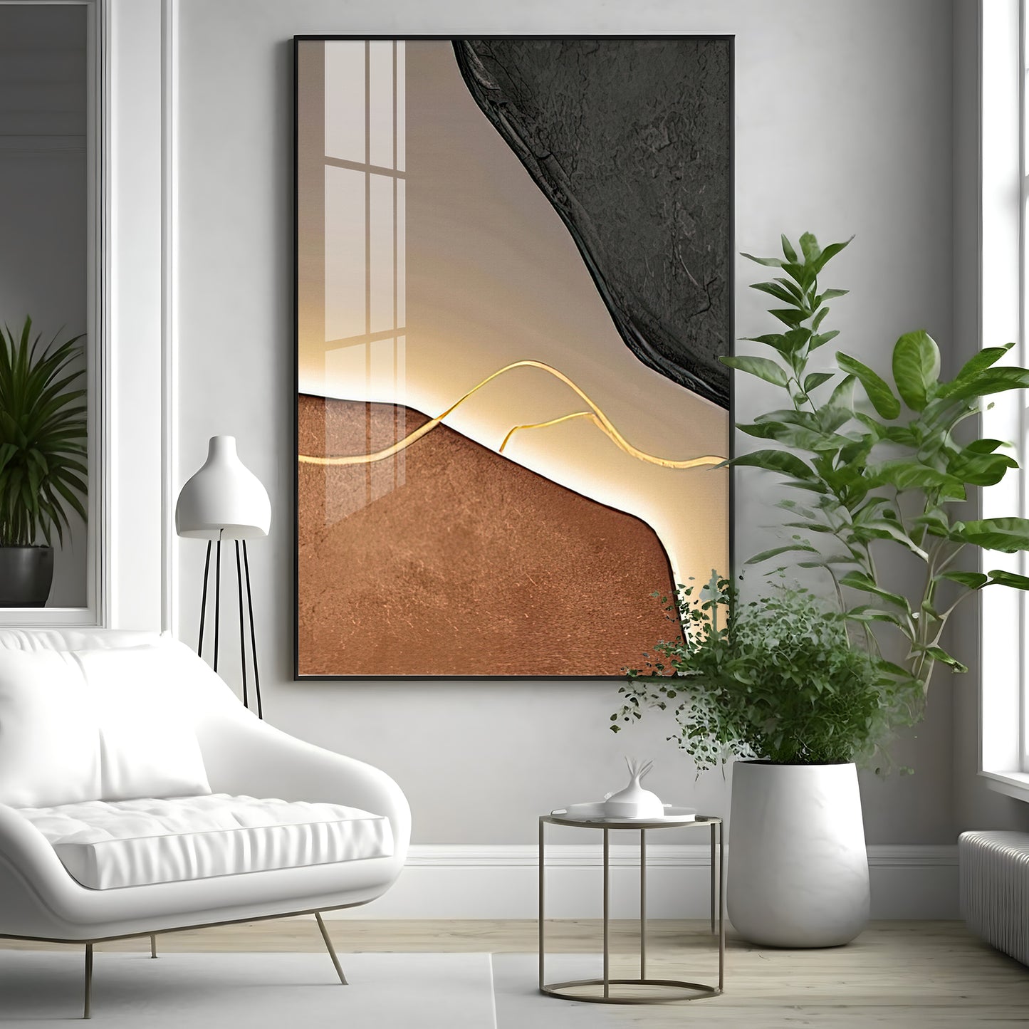 Gilded Lines Premium Acrylic Vertical Wall Art
