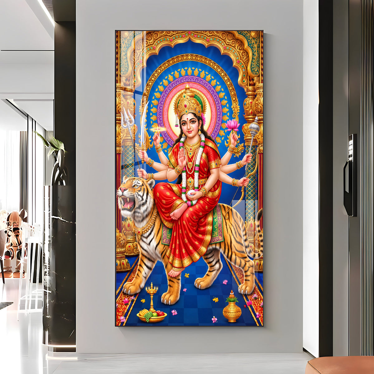 Goddess Durga Divine Premium Acrylic Vertical Wall Art