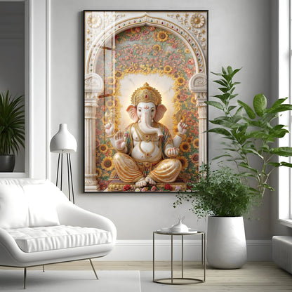 Hindu Bhagwan Ganesha Premium Acrylic Vertical Wall Art