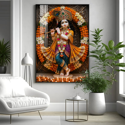 Beautiful Shree Krishna Premium Acrylic Vertical Wall Art