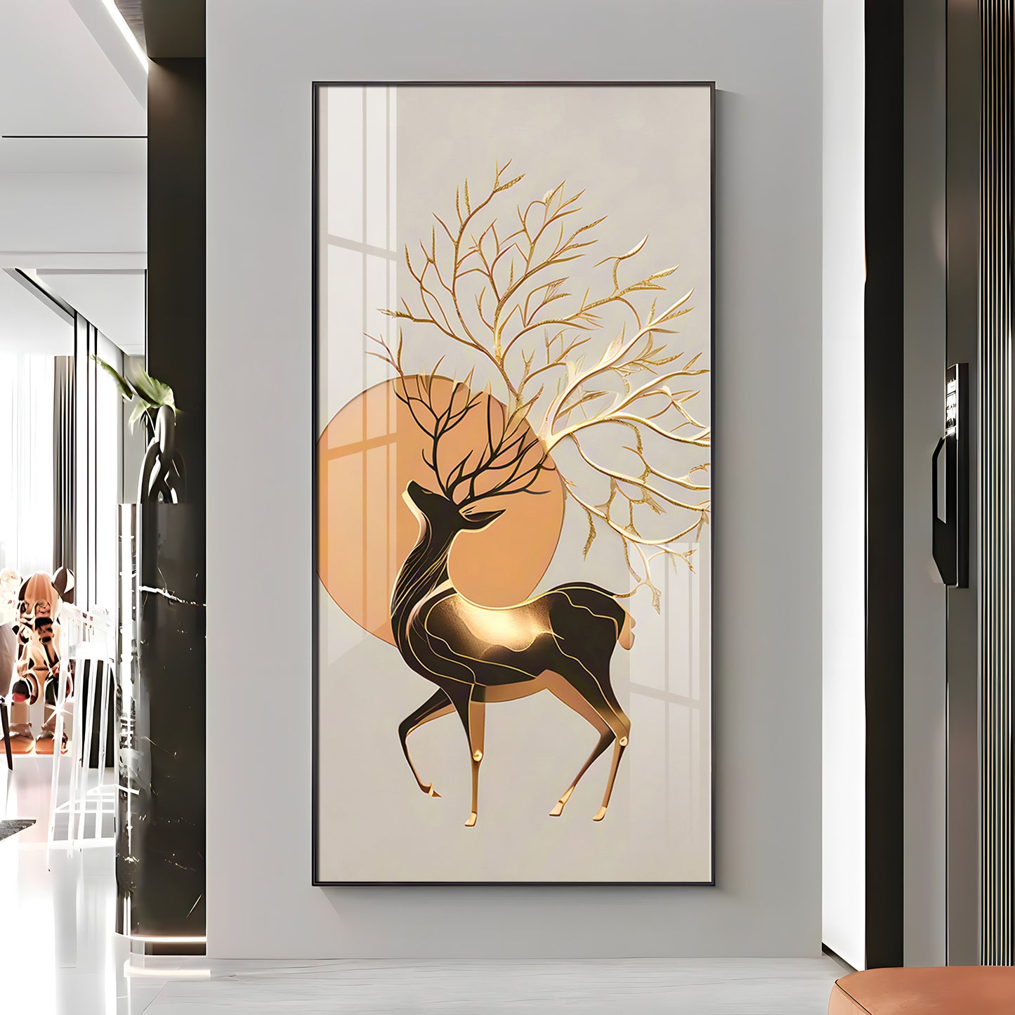 Deer With White Background Premium Acrylic Vertical Wall Art
