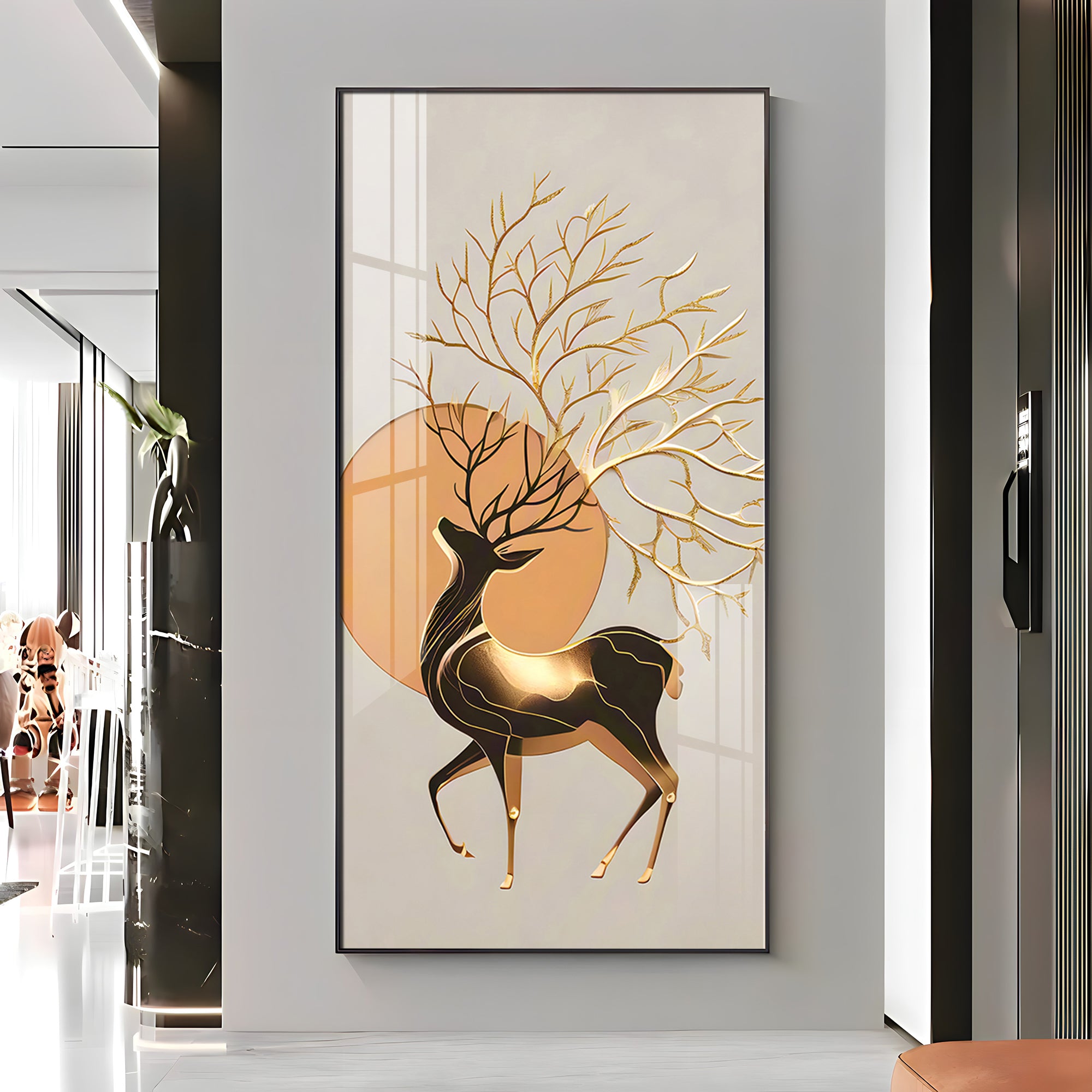 Deer With White Background Premium Acrylic Vertical Wall Art
