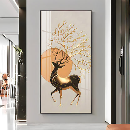 Deer With White Background Premium Acrylic Vertical Wall Art