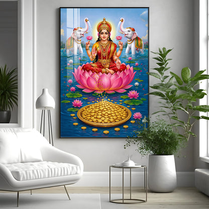 Goddess Lakshmi Devi Premium Acrylic Vertical Wall Art