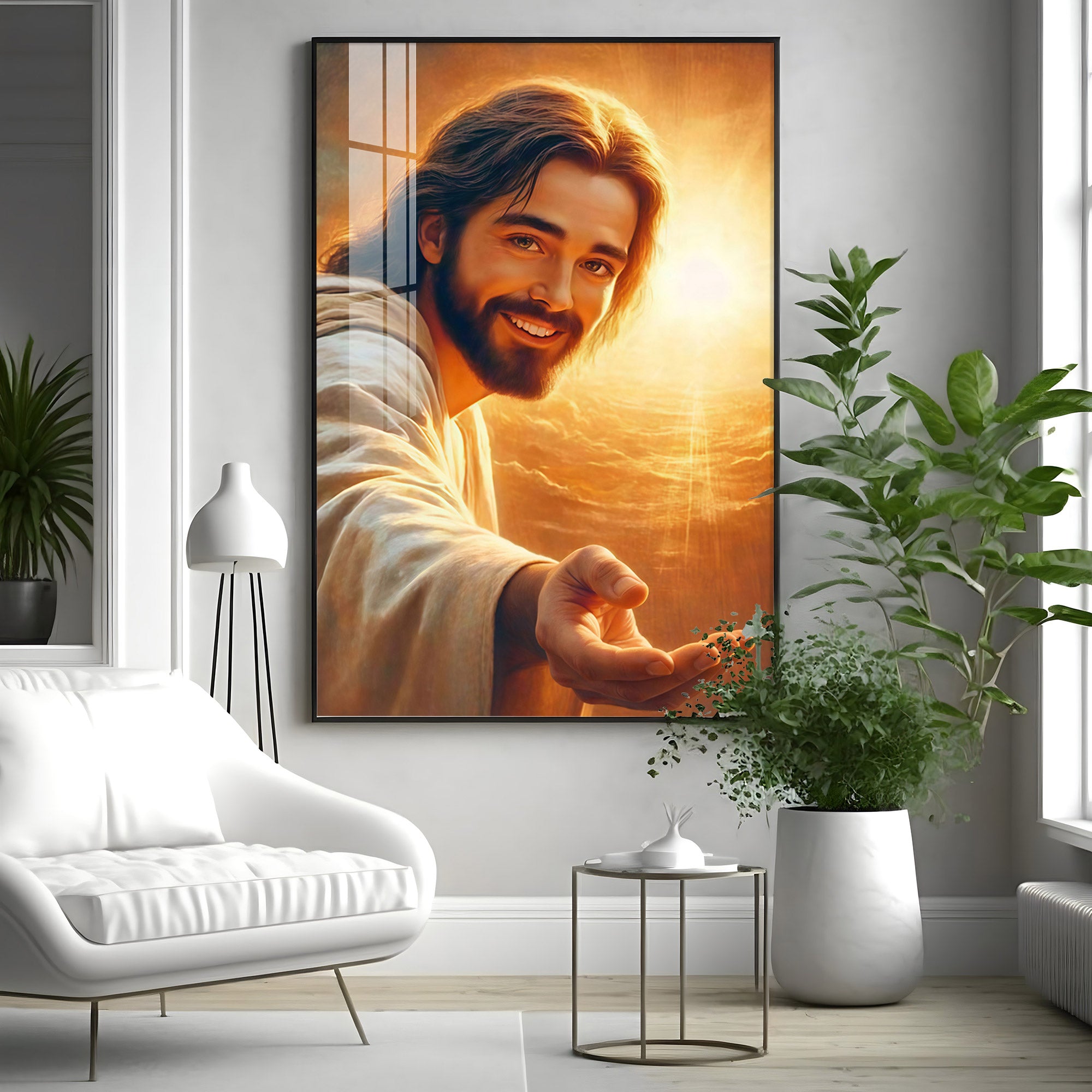 Smiling Jesus Christ Premium Acrylic Vertical Wall Art
