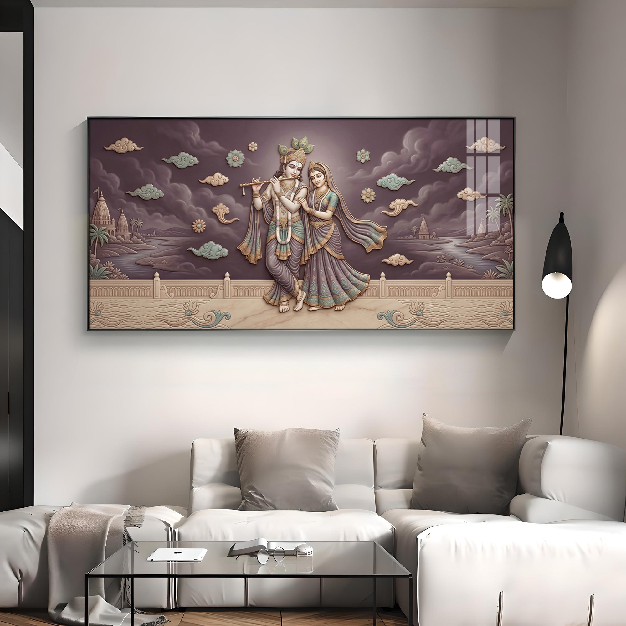 Hindu Deities Radha Krishna Premium Acrylic Horizontal Wall Art