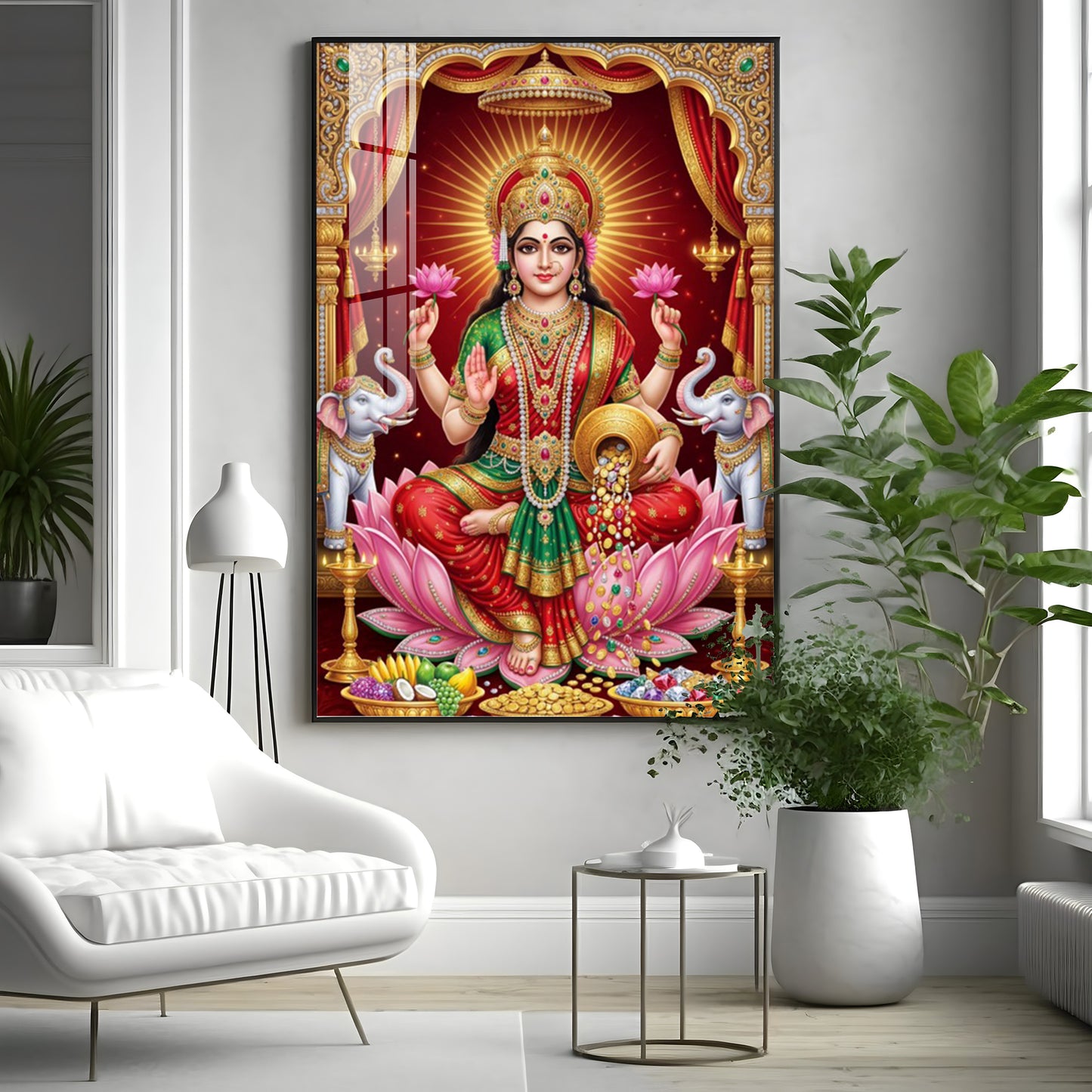 Devi Lakshmi Goddess Of Wealth Premium Acrylic Vertical Wall Art