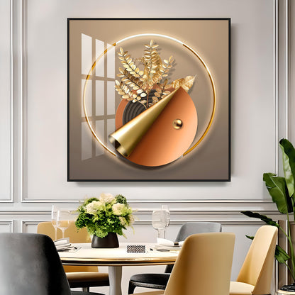 Aura Golden Petals Premium Acrylic Square Wall Art