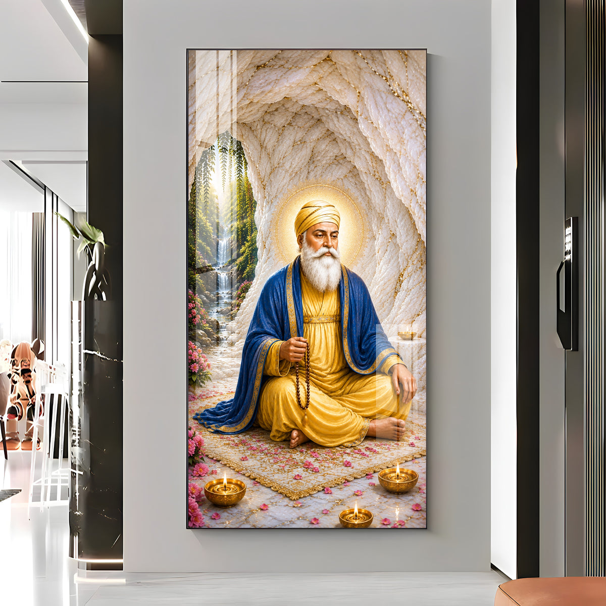 Guru Nanak Dev Ji Meditating Premium Acrylic Vertical Wall Art