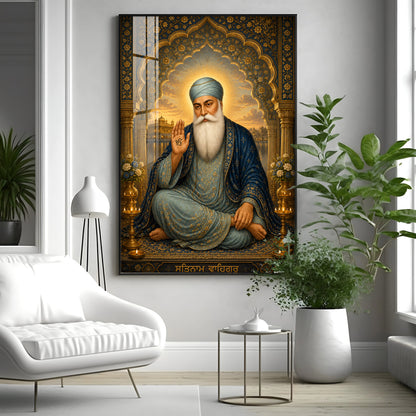 Guru Nanak Dev Ji Divine Blessing Premium Acrylic Vertical Wall Art
